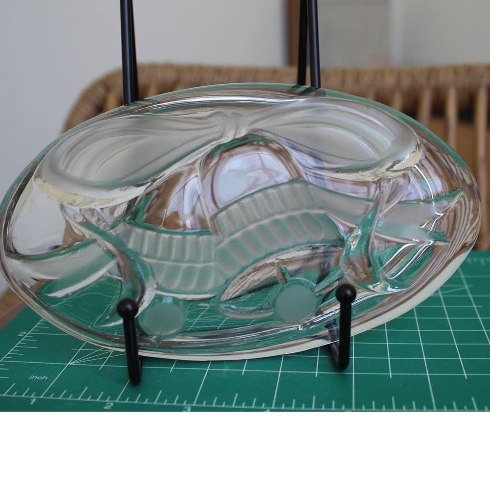 Studio Nova Glass Christmas Bells Trinket Dish Frosted Oval Candy Bowl Japan - Picture 8 of 11
